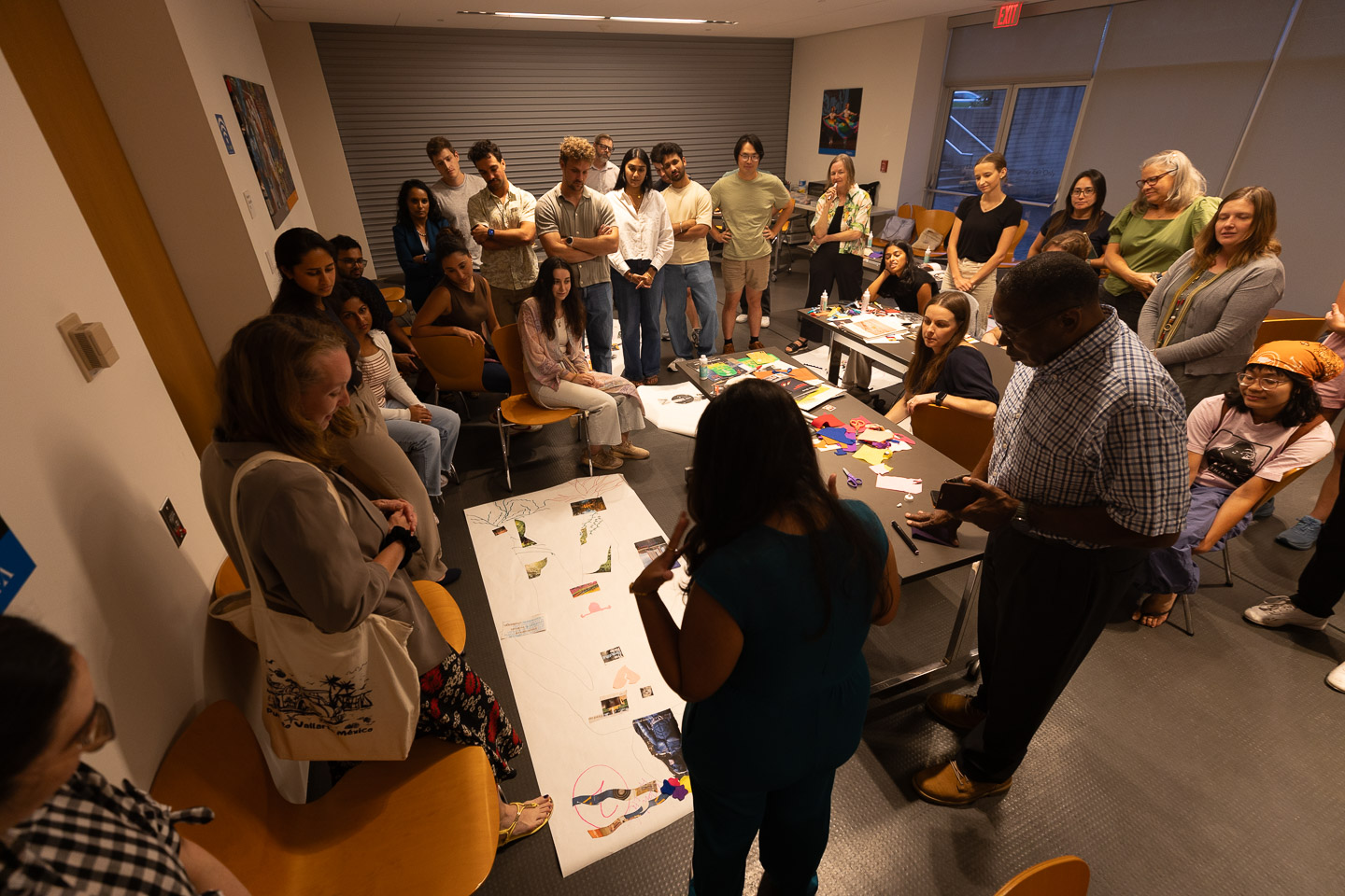Students worked together on a body mapping exercise after their museum tour of “Frida: Beyond the Myth” as part of the School of Medicine’s Patient, Physician and Society curriculum to nurture caring and compassionate physicians.