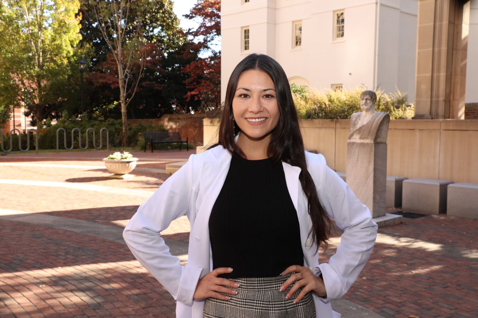 Lauren Moncayo, a fourth-year Ph.D. candidate in the Department of Pharmacology and Toxicology, is balancing her scientific education and passion for modeling (Photo by Arda Athman, School of Medicine)