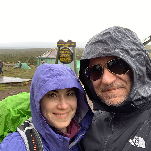 man and woman in hiking gear