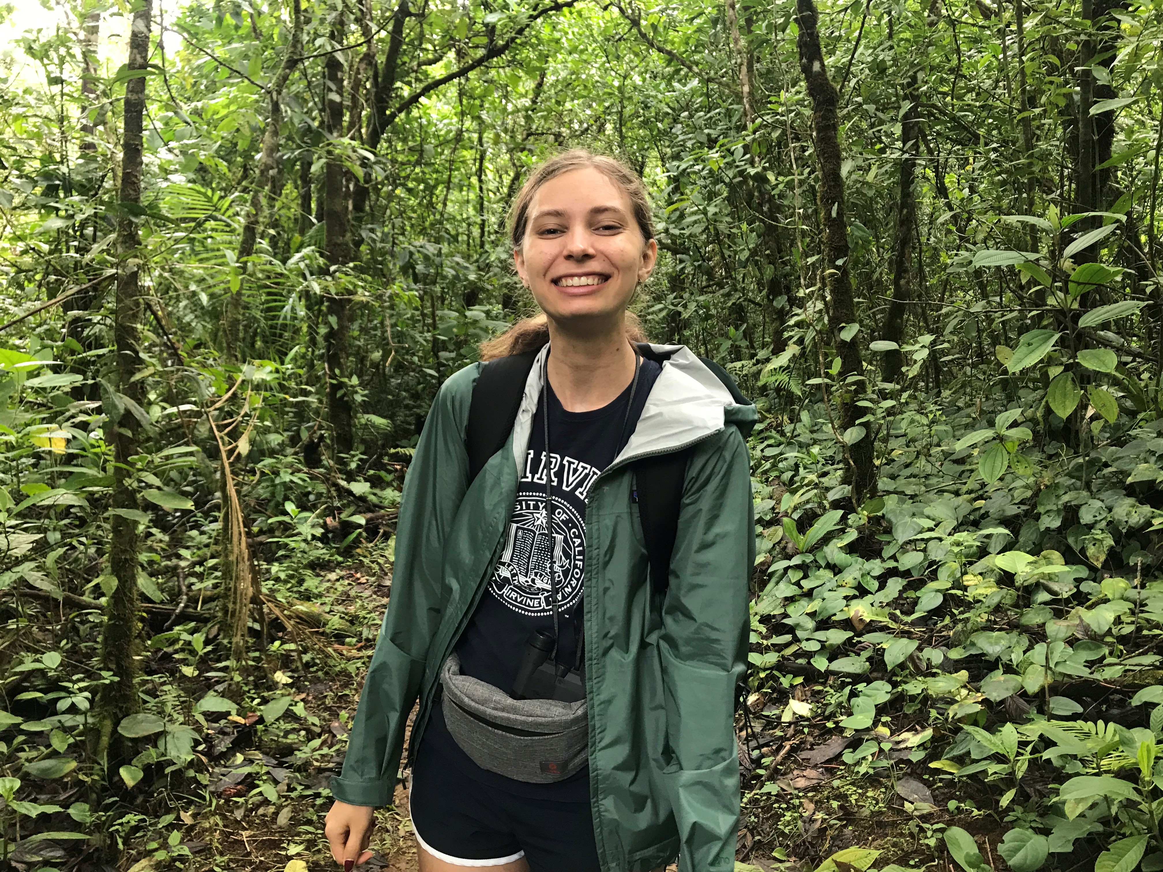  Alana Porat studied the canopy-crossing behavior of white-faced capuchin monkeys in the Costa Rican rainforest. 