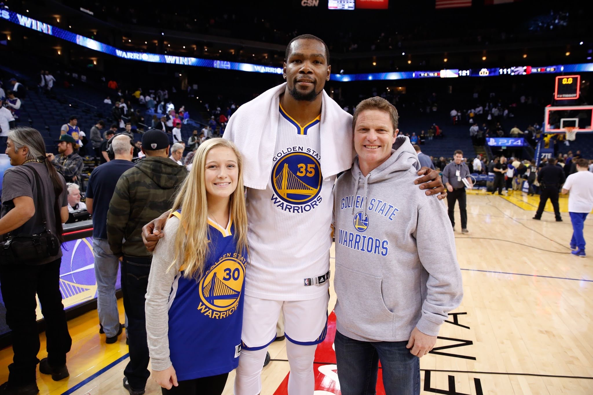  Allison Tegner is a lifelong Golden State Warriors fan and got to meet Kevin Durant on the court after a game. 
