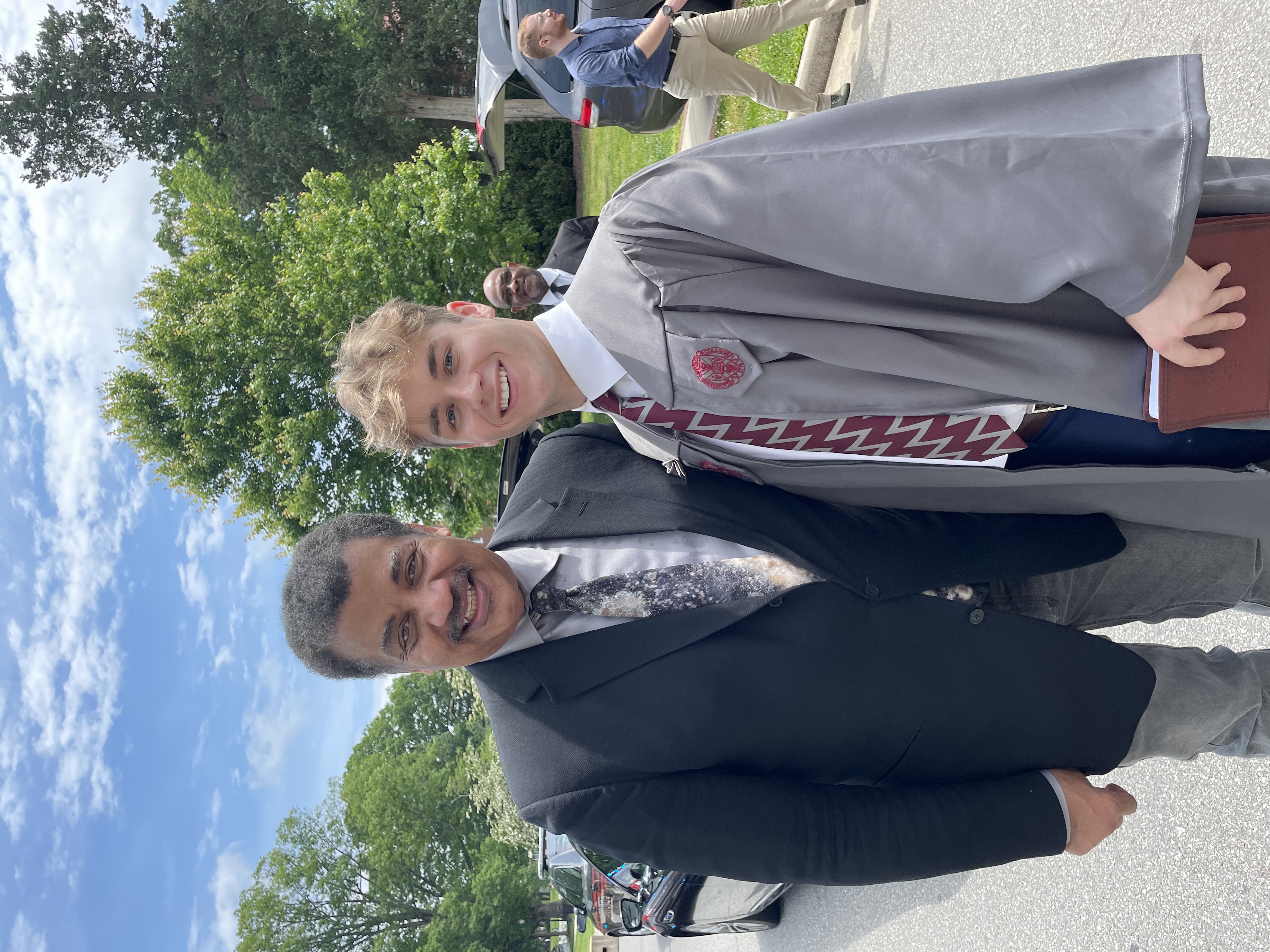  Andrew Rehak, who finished first in his class at Hampden-Sydney College, shared the graduation stage with Dr. Neil deGrasse Tyson as commencement speaker. 
