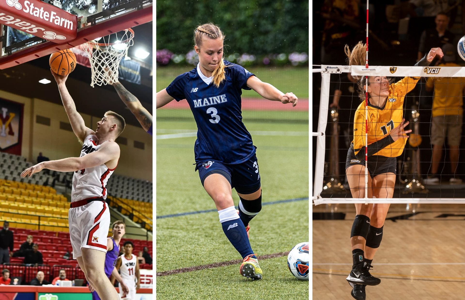 (From left) Medical students Sam Wolfe, Amanda Sandberg and Gina Tuzzolo playing for Division I collegiate teams