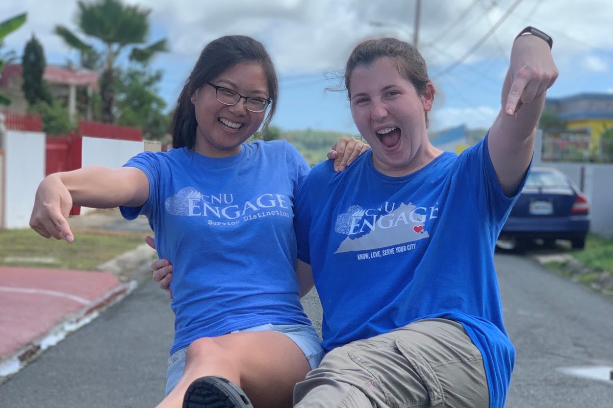  Vanessa Lin (left) traveled to Puerto Rico to volunteer with hurricane relief work and rainforest restoration. 