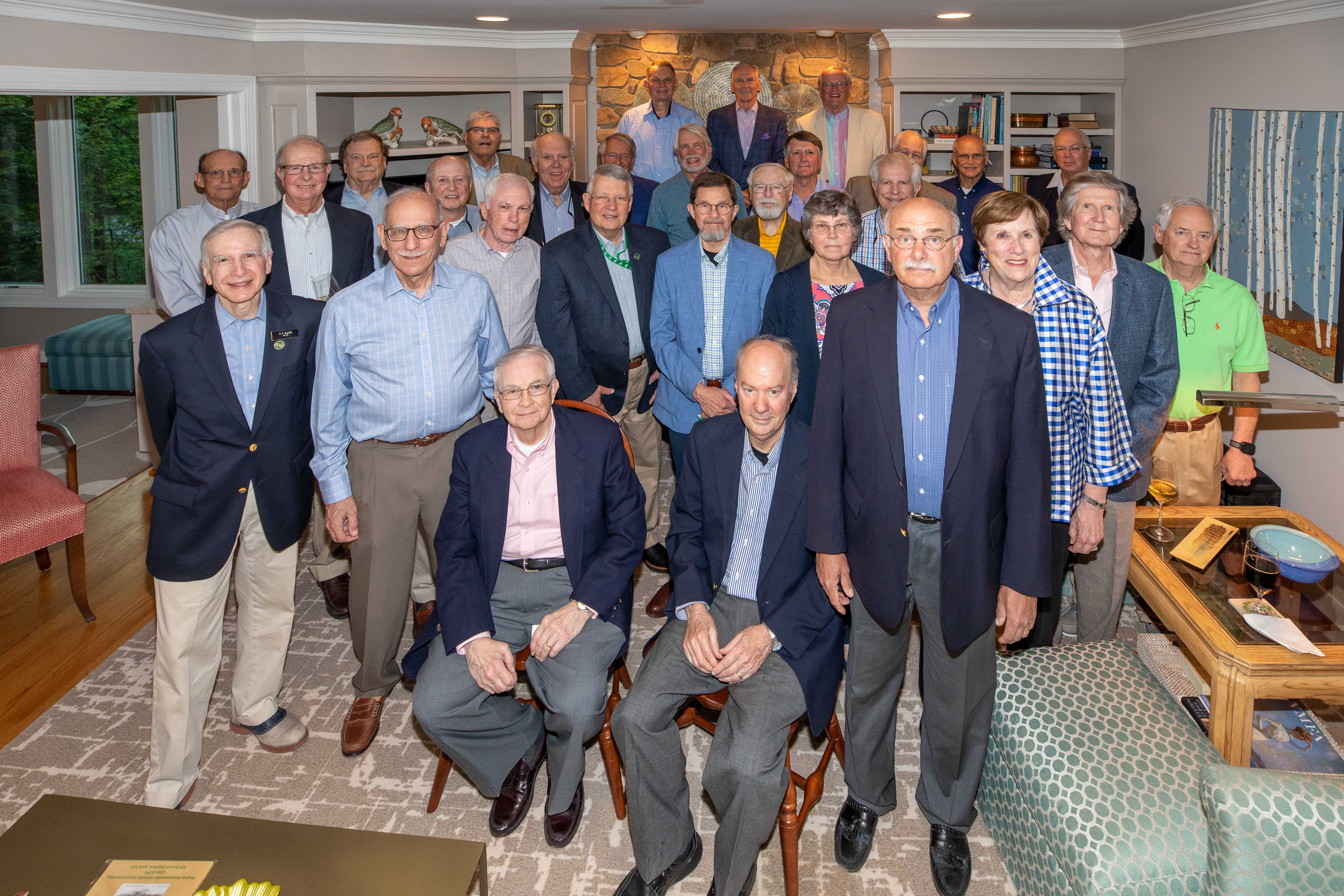 Dawn G. Mueller, M'72, H'75, F'77 (fourth from right in blue-checked jacket), spearheaded a project to endow the Class of 1972 Scholarship by their 50th Reunion. In April 2022, she and her classmates met their goal, 