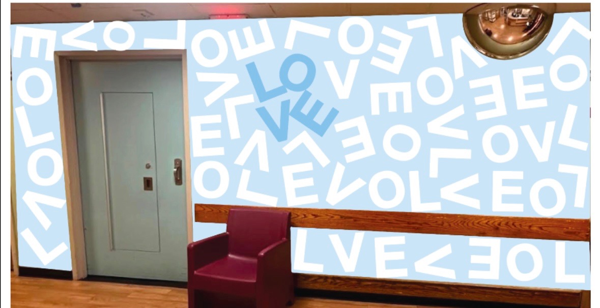 Psychiatry mural that spells out 