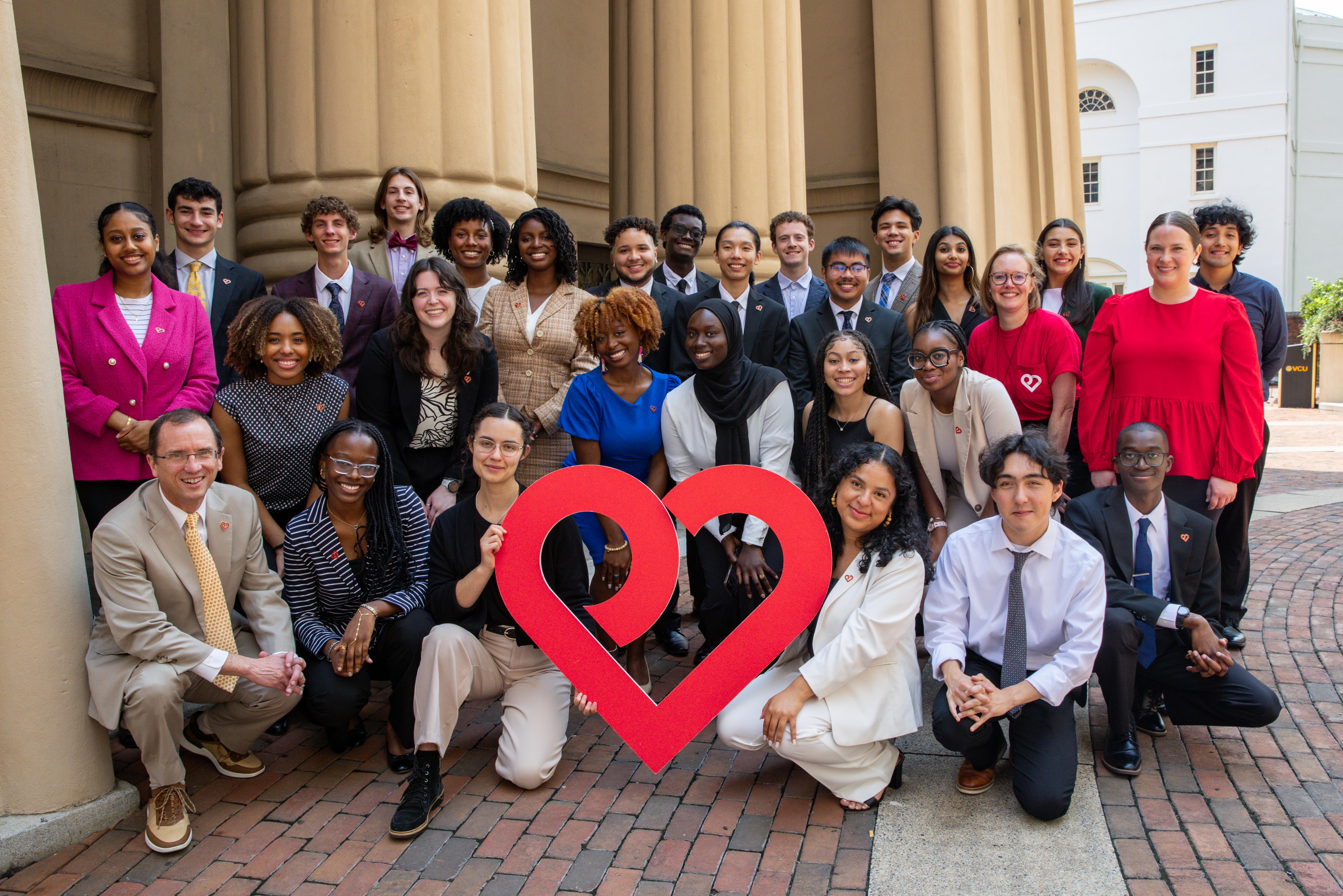 Group photo of SURF students at the Egyptian Building