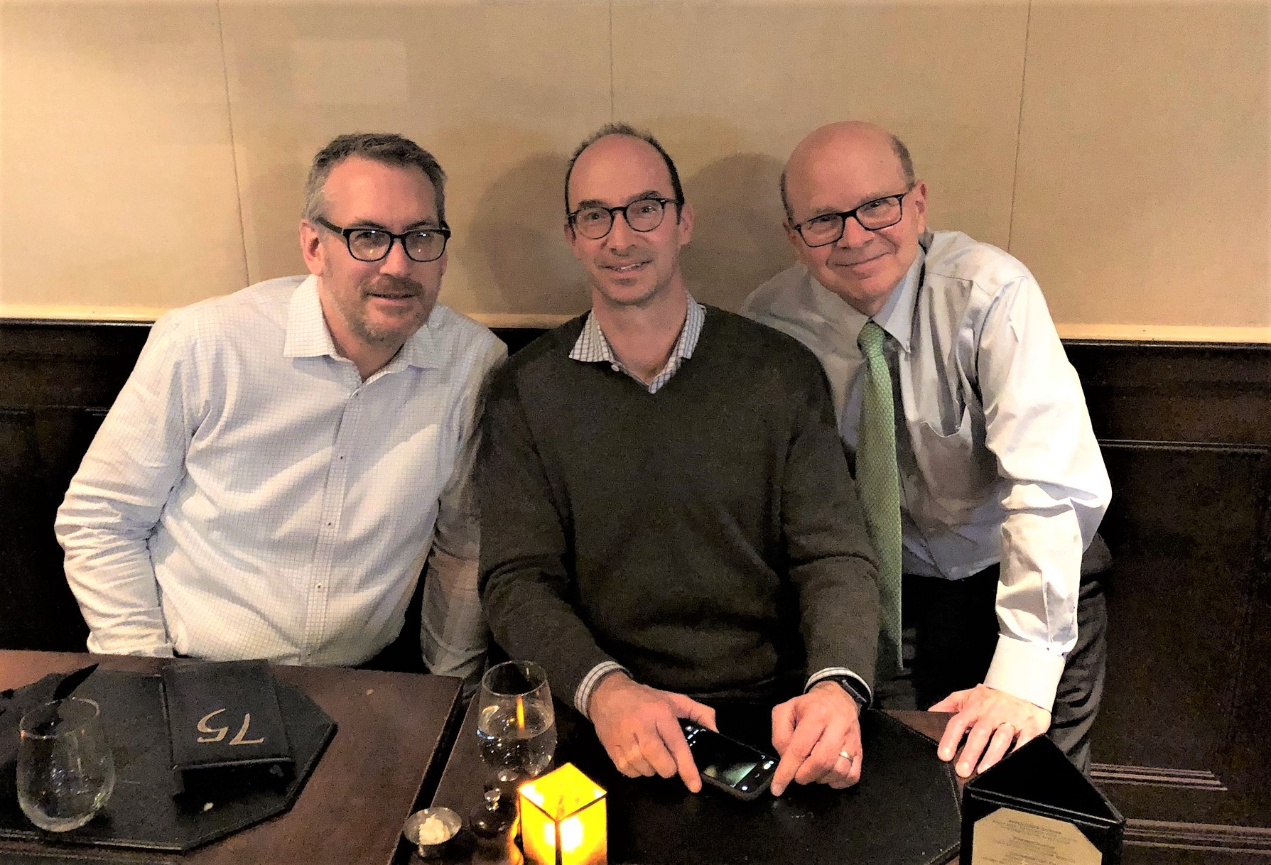From left to right, Eric Holbrook, M.D., H’00, Mark Richardson, MS’99 (PHIS), MD-PhD’05, and Richard Costanzo, Ph.D.