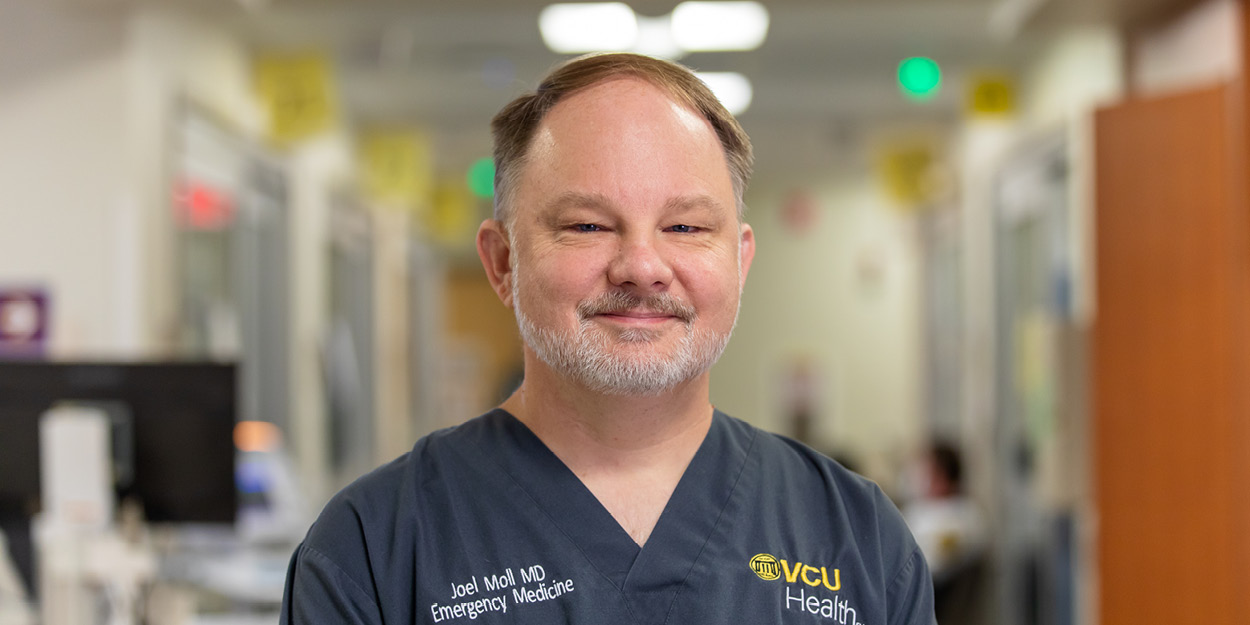 Joel Moll, M.D., is a physician and vice chair of education in the Department of Emergency Medicine. (Photo by Sha Aguado, VCU School of Medicine)