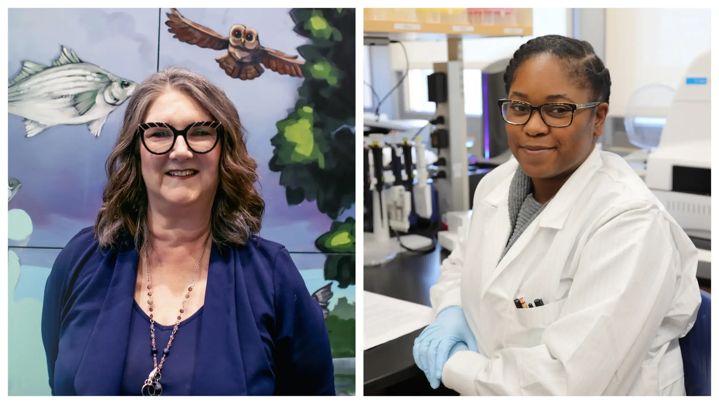 Pediatric infectious disease specialist Suzanne Lavoie, M.D. (left) and M.D.-Ph.D. student Susie Turkson (Photos by Arda Athman, VCU School of Medicine)