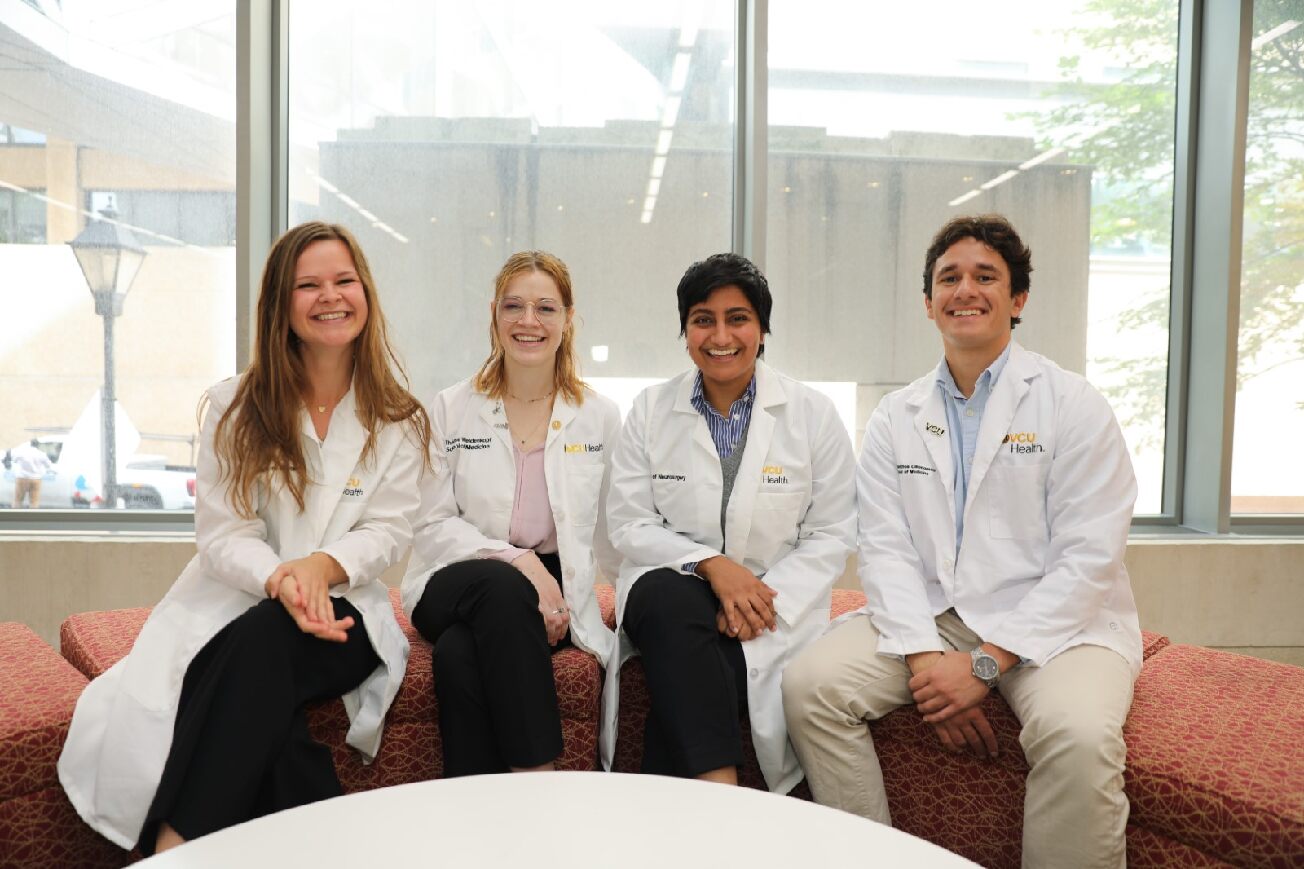 School of Medicine students Marie Michenková, Thérèse “Tess” Weidenkopf, Habeebah Vohra and Konstantinos 