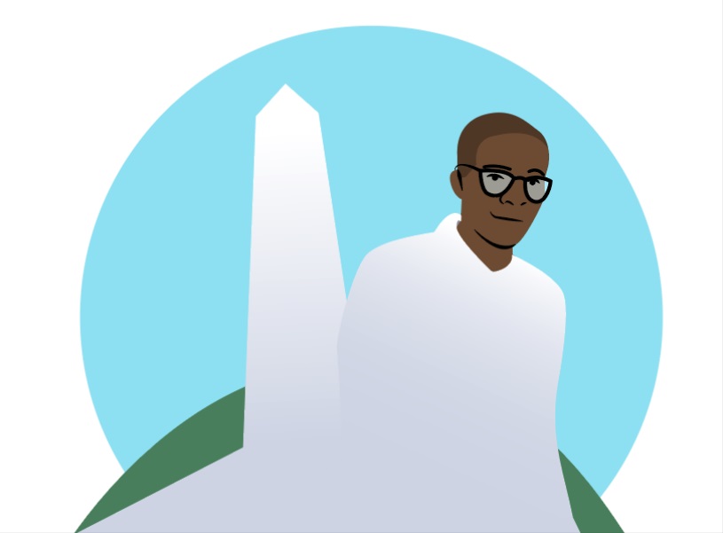 Illustration of Ph.D. candidate Stanley Cheatham in Washington D.C.