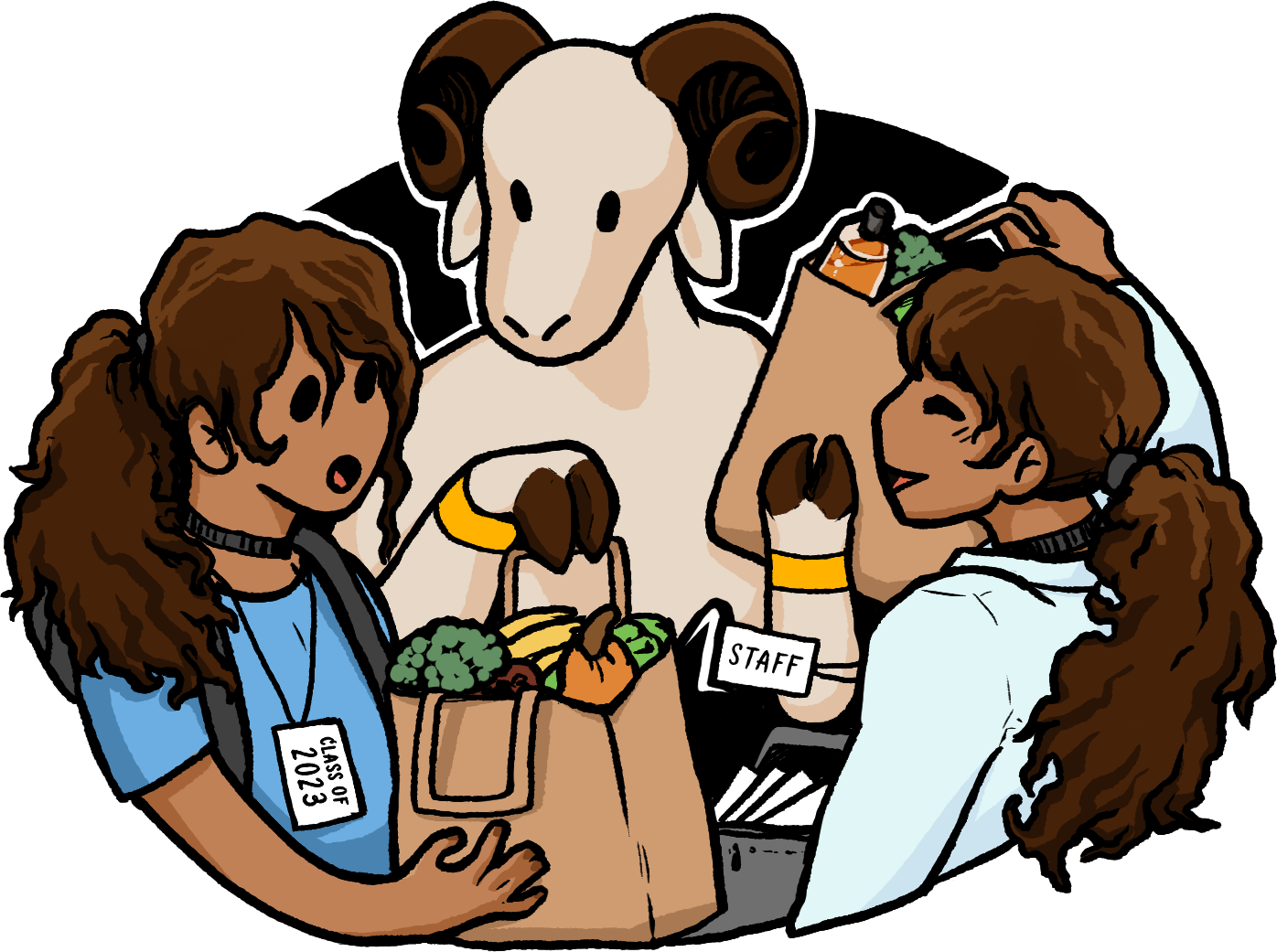 This year’s Ram Pantry food drive aims to bring convenient ways for all members of the VCU School of Medicine community to participate (Illustration by Uri Hamman, VCU School of Medicine)