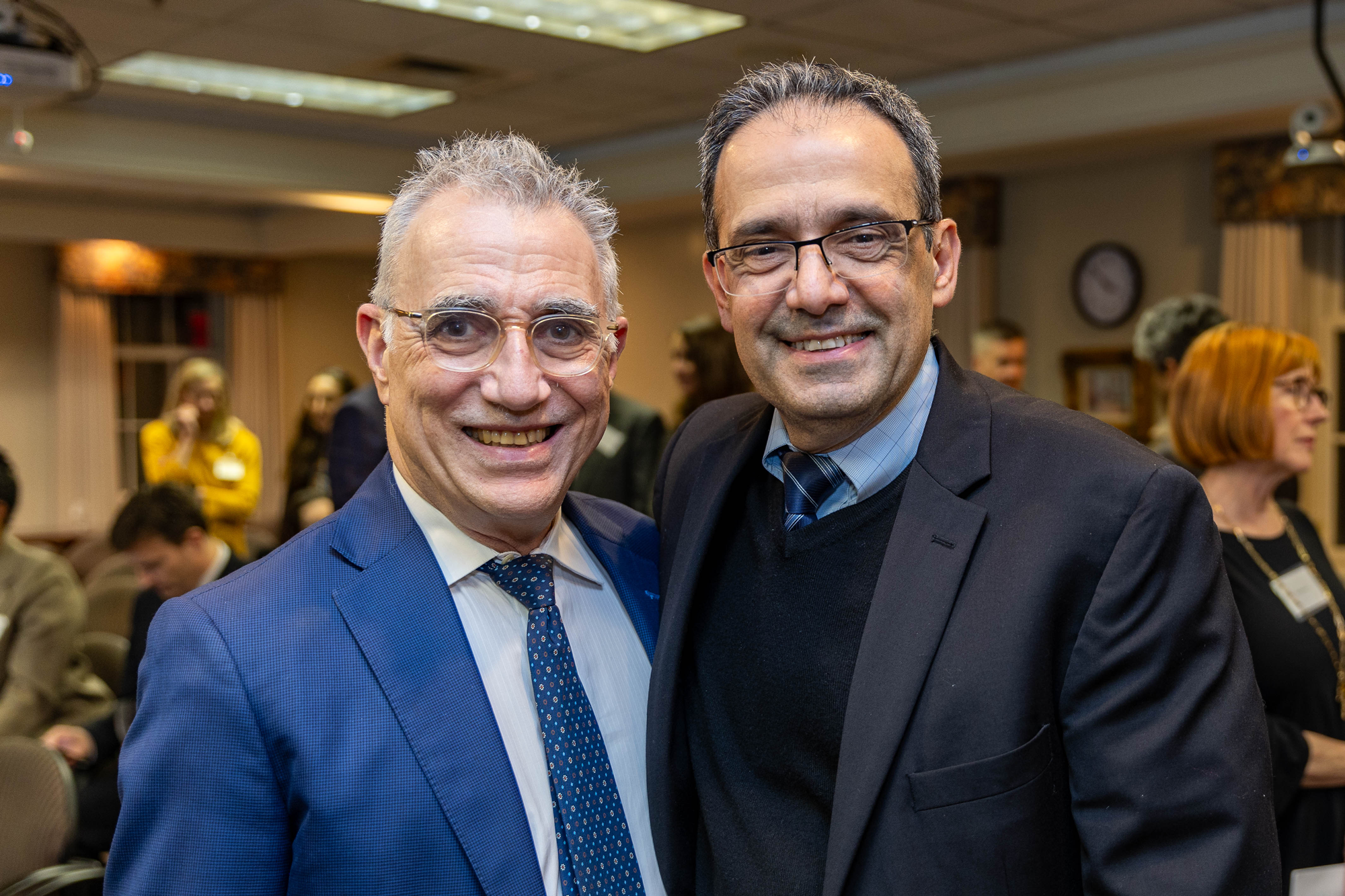 (L-R) Thomas M. Scalea, M'78, and Michel B. Aboutanos, M.D., H’00, celebrate the Rao Ivatury, M.D., Endowed Professorship, which was established in honor of their late mentor.