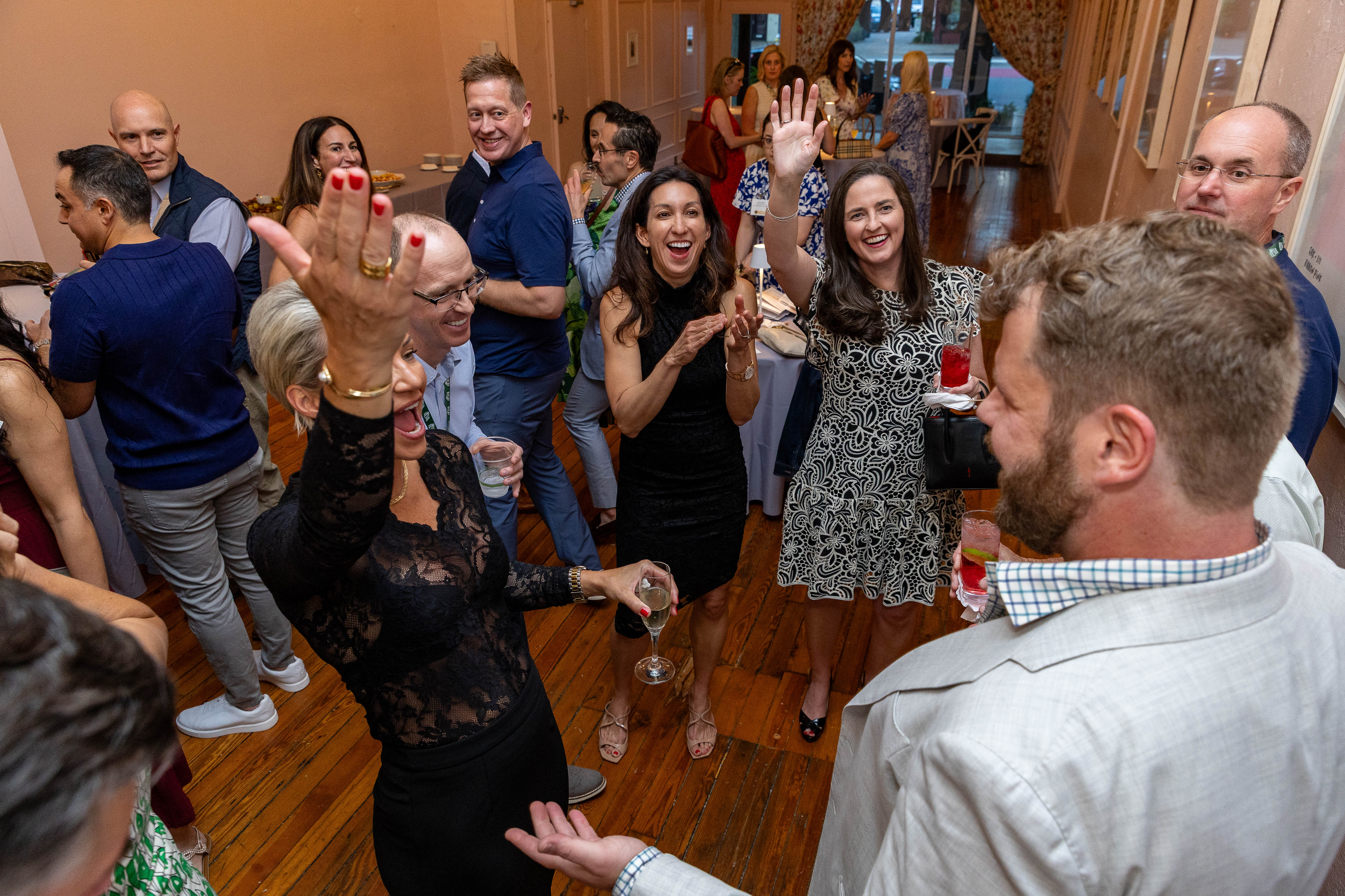 Members of the Class of 2006 celebrate the 20th anniversary of their graduation at their Alumni Reunion class party. Photo by Skip Rowland.