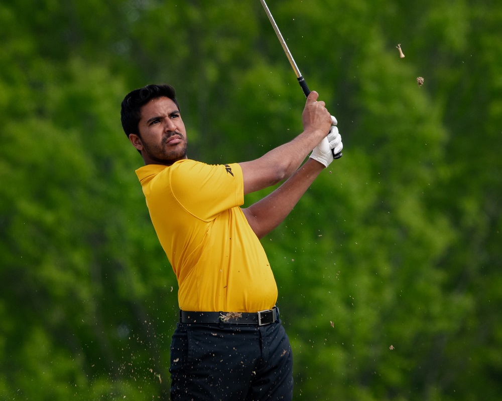 Sachin Kumar Kempelingaiah golfing on the VCU Mens Golf Team as an undergraduate