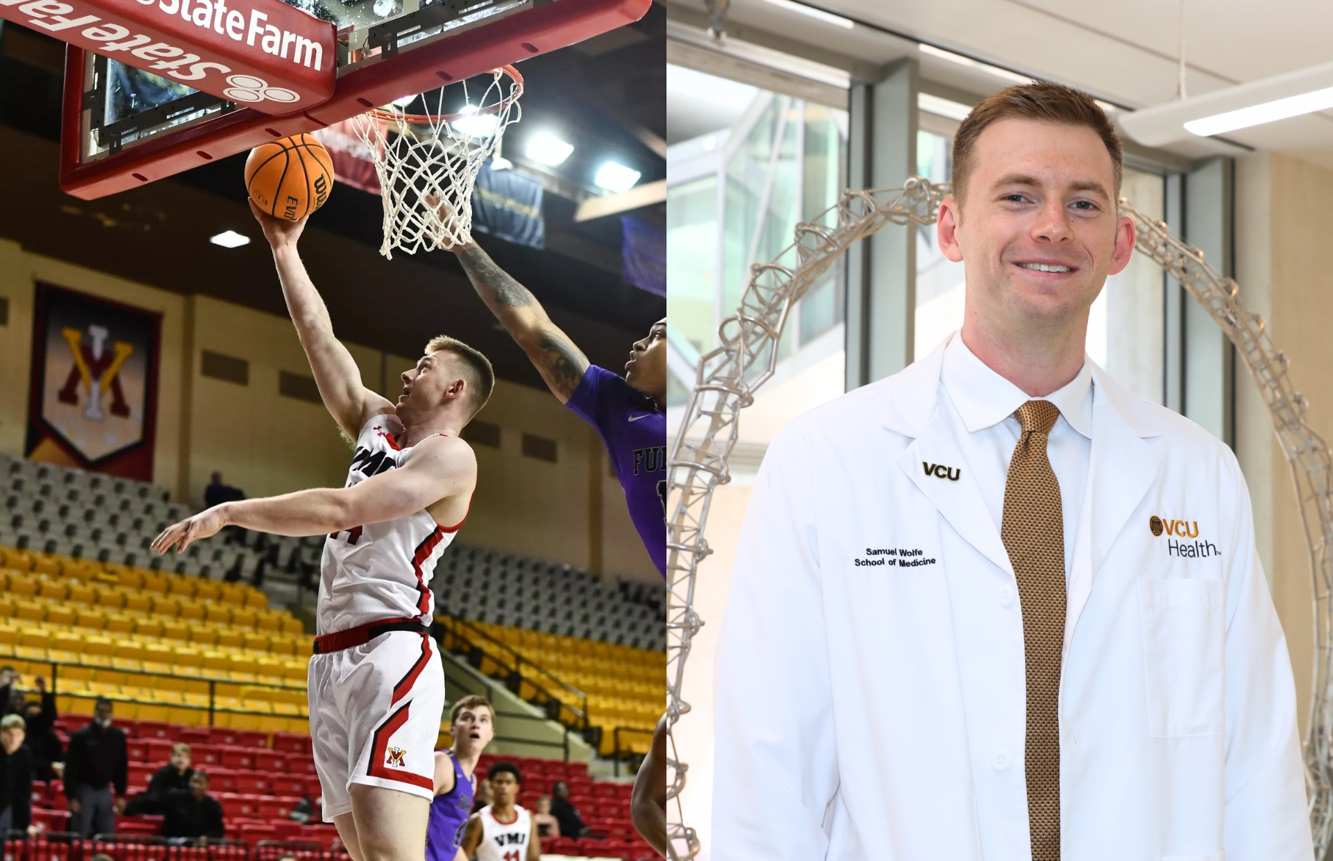 M3 Sam Wolfe playing for Virginia Military Institute Keydets basketball (Photo courtesy of VMI Athletics, Arda Athman)