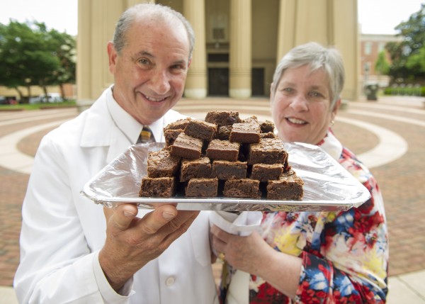 Cathy Kravetz, aka the Brownie Queen, with her husband Robert Kravetz, M.D., who’s retiring from the Department of Anesthesiology this summer.