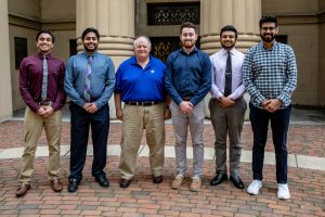 The Class of 1979’s Richard Williams (third from left), former chief health and medical officer for NASA, returned to the MCV Campus at the invitation of the newly formed Aerospace Medicine Student Interest Group.