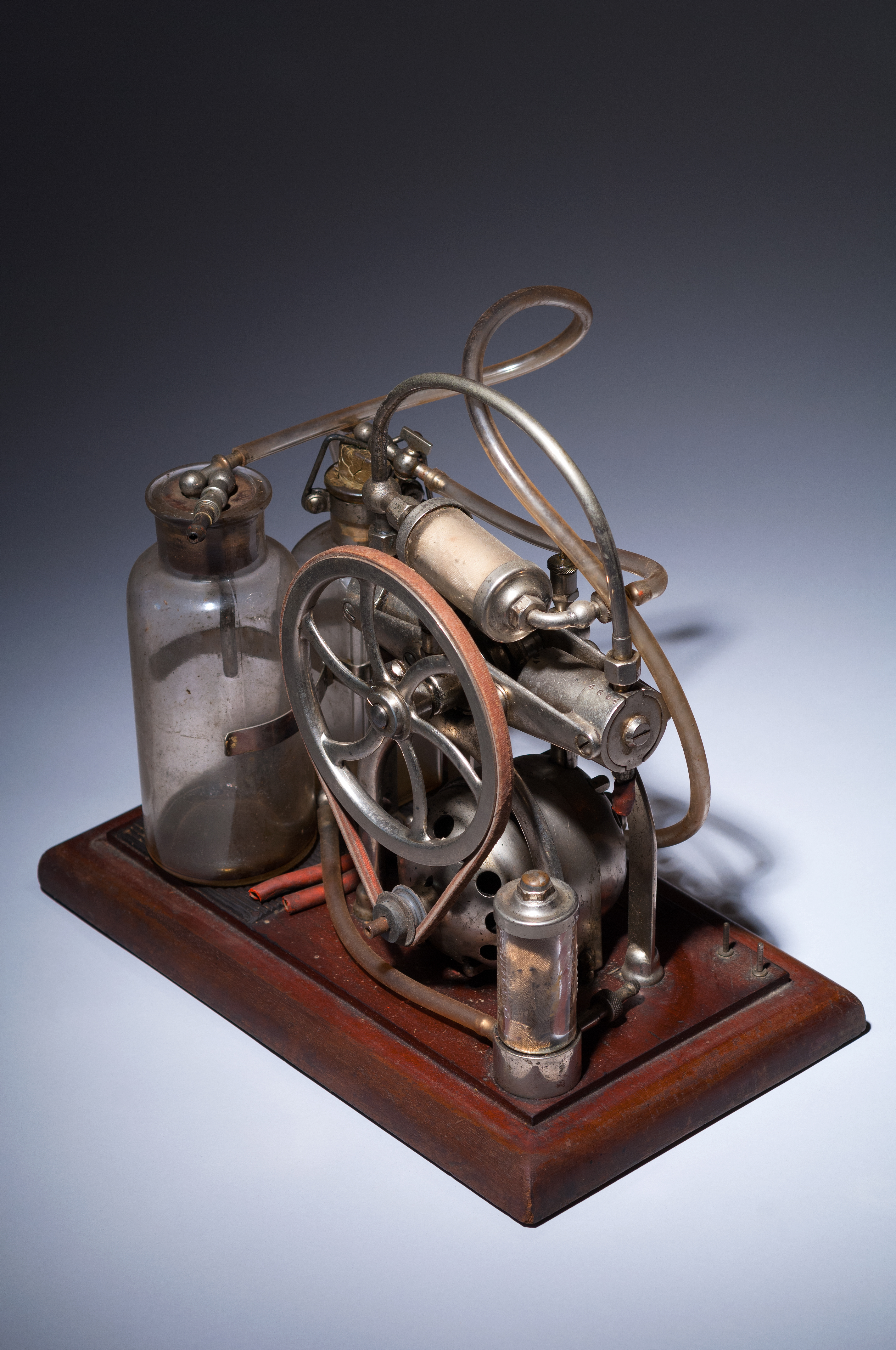 One of hundreds of items William Shelton, M’52, collected over the course of his career, this pump was used to empty the contents of the GI tract.