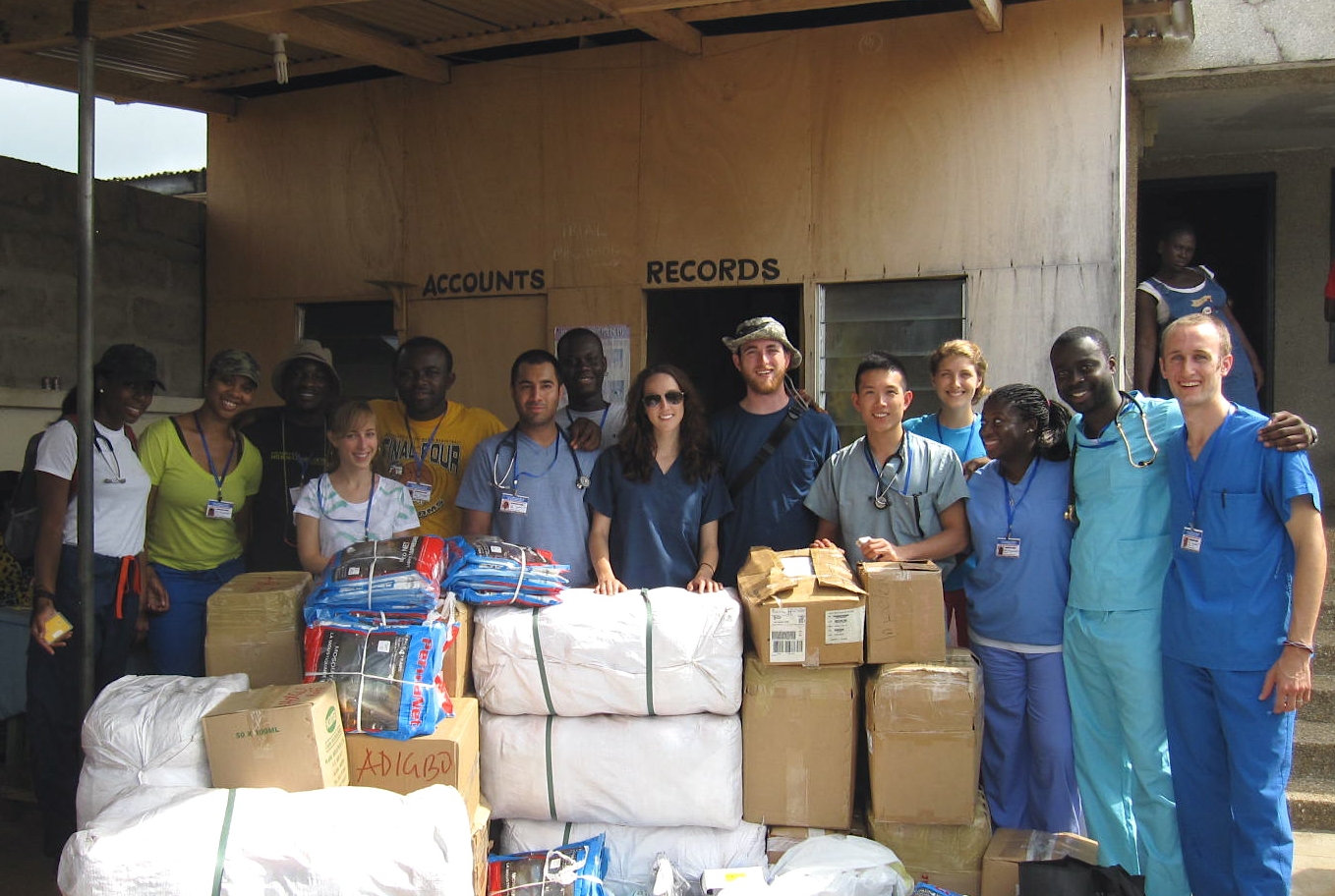 The 2011 REACH 4 Ghana team with donated medicines and bed nets