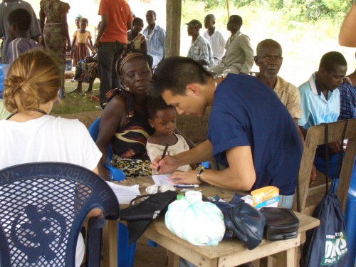 Medical students see patients in Ghana