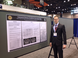 In addition to participating in the surgical skills competition, third-year general surgery resident Dan Newton, M’12, presented original research: Contemporary Outcomes of Isolated Iliac Artery Aneurysm Repair.